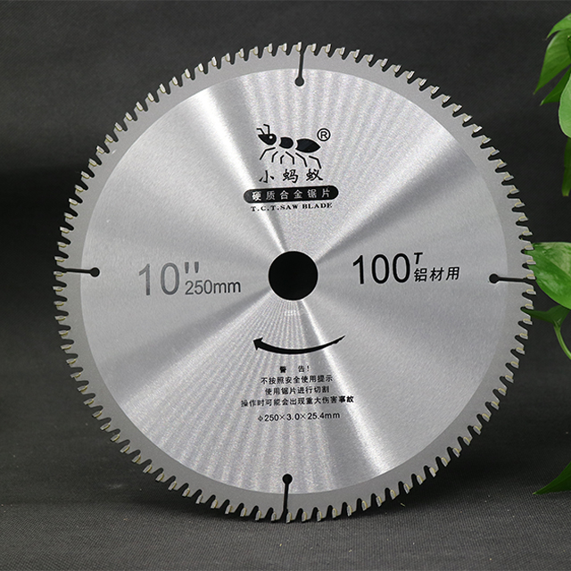 Lâmina de serra circular de corte de alumínio TCT de 10 polegadas e 100 dentes